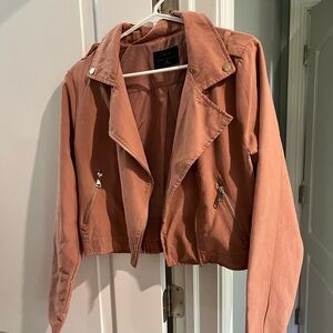 Women’s boutique pink bomber moto jacket mauve size medium